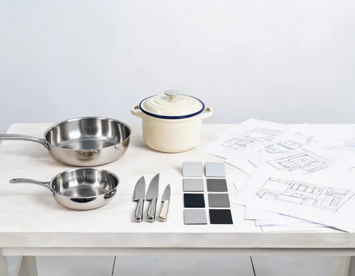 Cuisinart material and color studio with cookware samples